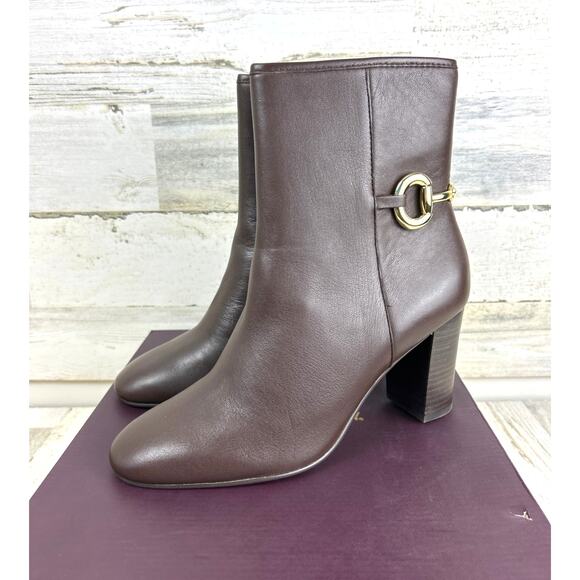 Johnston & Murphy Charlotte Women’s 8.5 Brown Leather Bit Ankle Booties NEW - Picture 2 of 9
